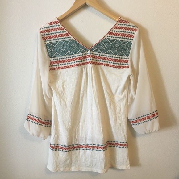 THML Boho Embroidered Peasant Top Shirt - Picture 6 of 6